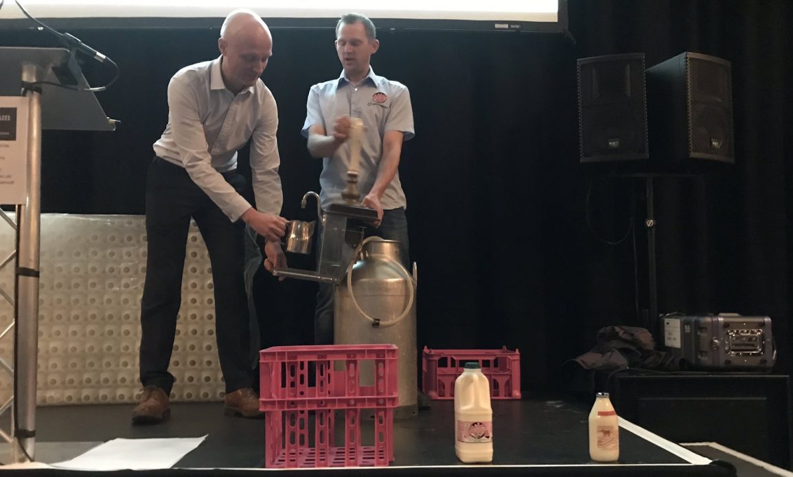 Eddie from Our Cow Molly shows how a metal churn can reduce single-use plastic in cafes