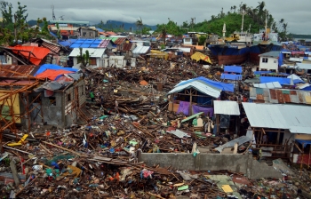 The aftermath of Typhoon Haiyan, one of the strongest tropical cyclones ever recorded.